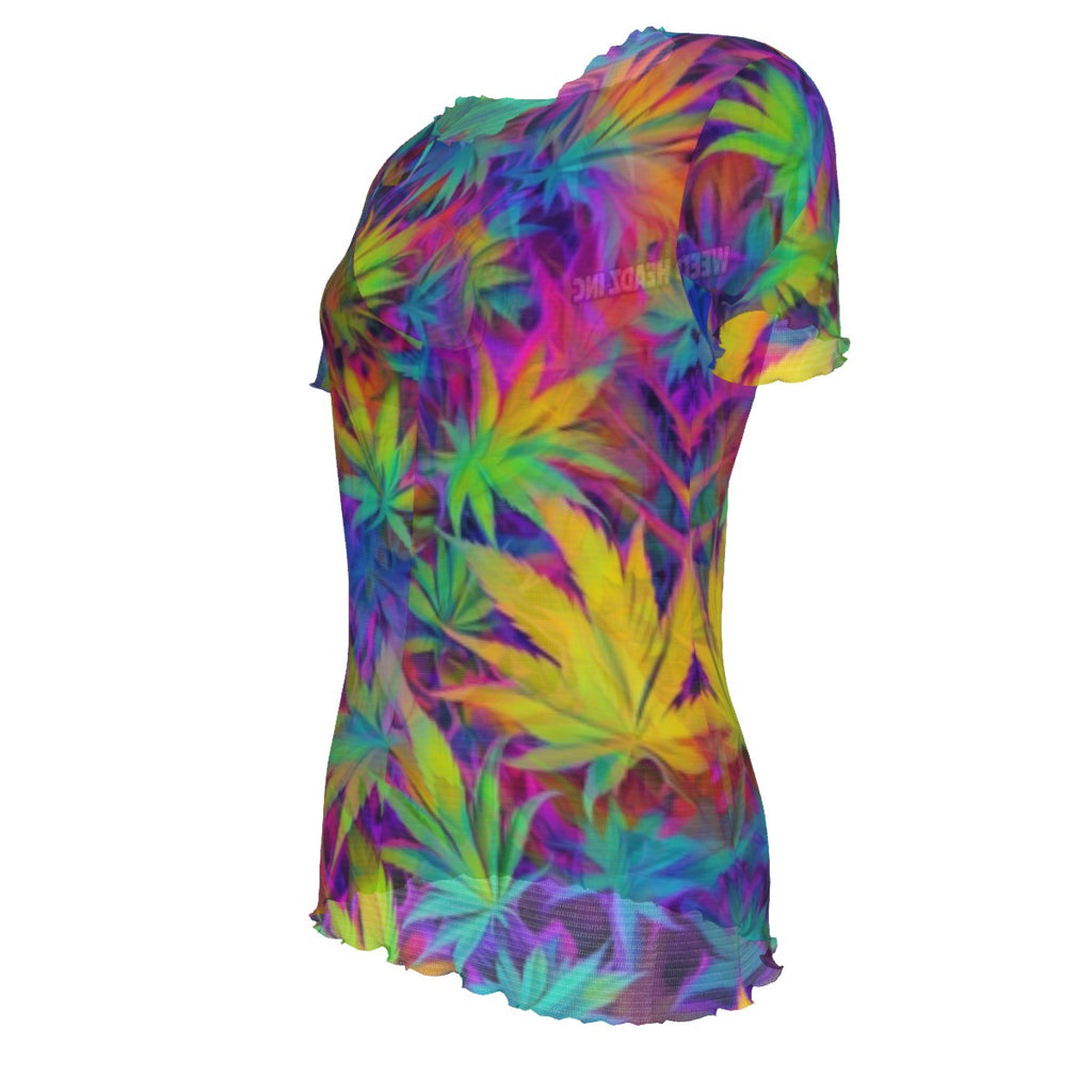 WHI Women's Fruit Punch Short Sleeve Sheer Blouse