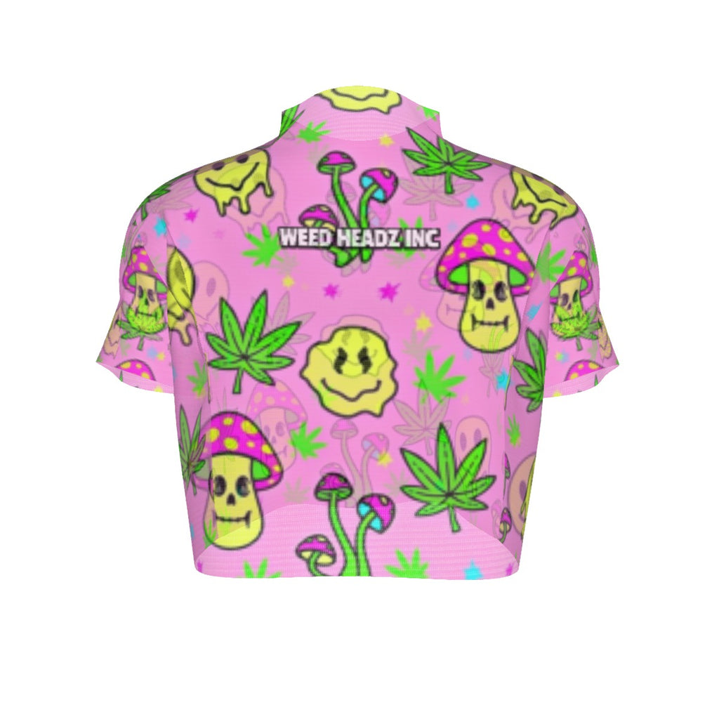 WHI Women's Trippy G Short Sleeves Sheer Crop Top