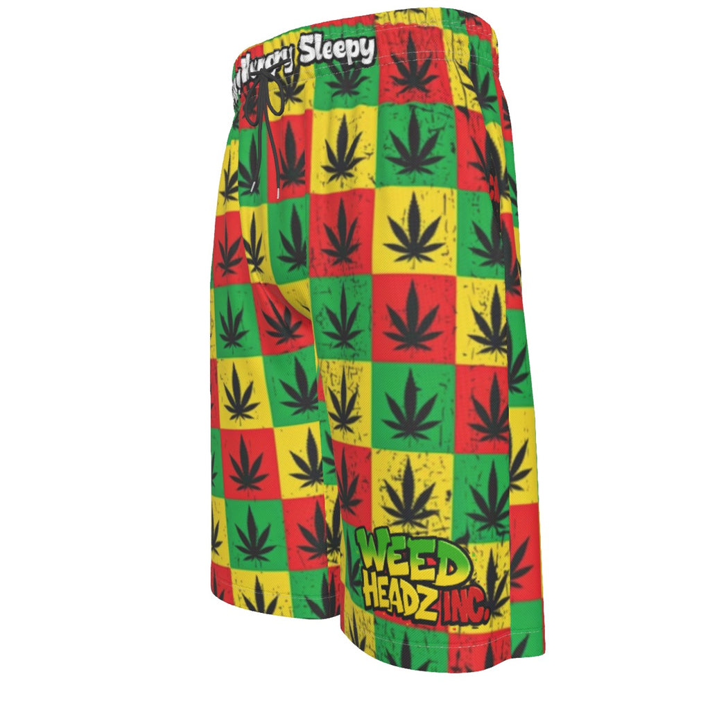 WHI Men's Rasta Chess Over-The-Knee Shorts