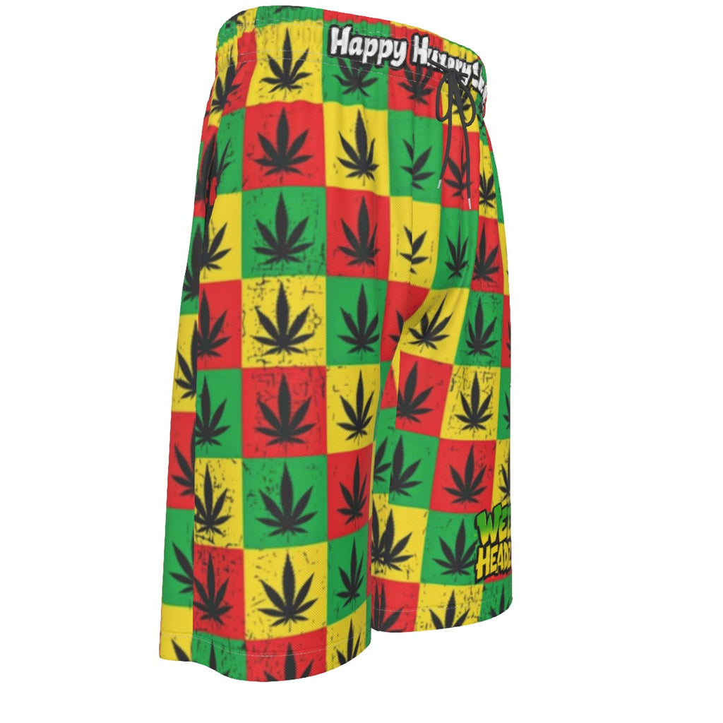 WHI Men's Rasta Chess Over-The-Knee Shorts