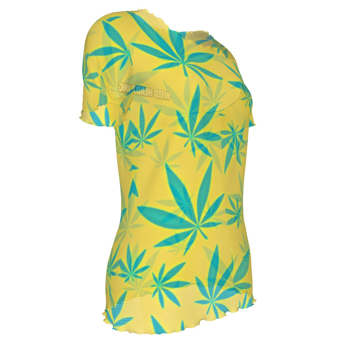 WHI Women's Magic Leaves Short Sleeve Sheer Blouse