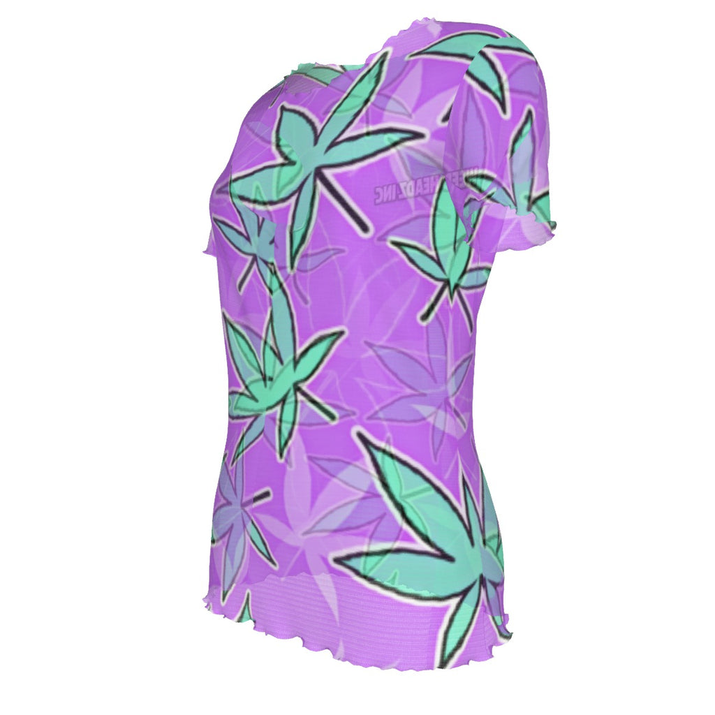 WHI Women's Code Purp Short Sleeve Sheer Blouse