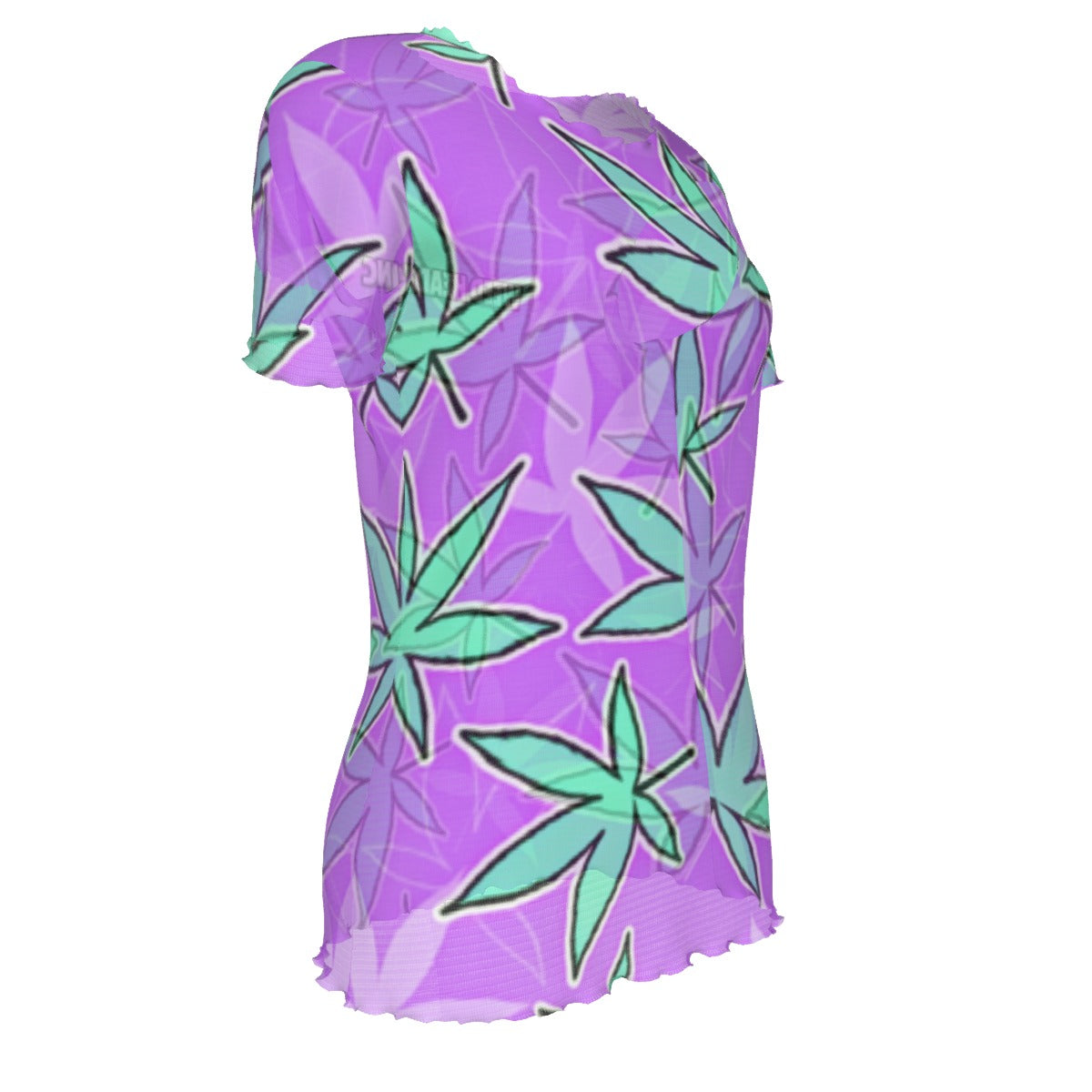 WHI Women's Code Purp Short Sleeve Sheer Blouse