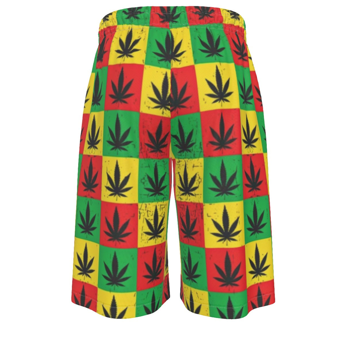 WHI Men's Rasta Chess Over-The-Knee Shorts