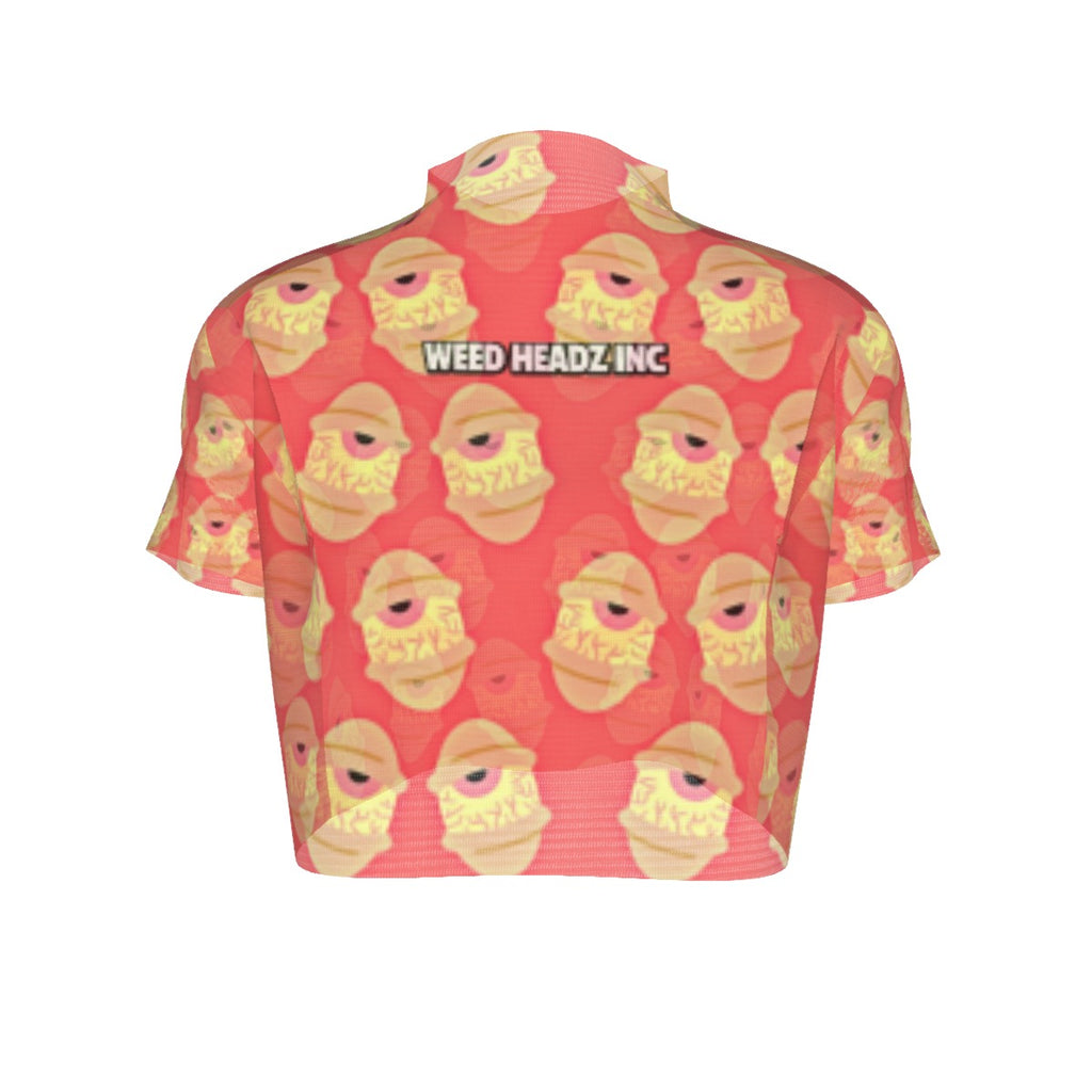 WHI Women's Red Eyez Short Sleeves Sheer Crop Top