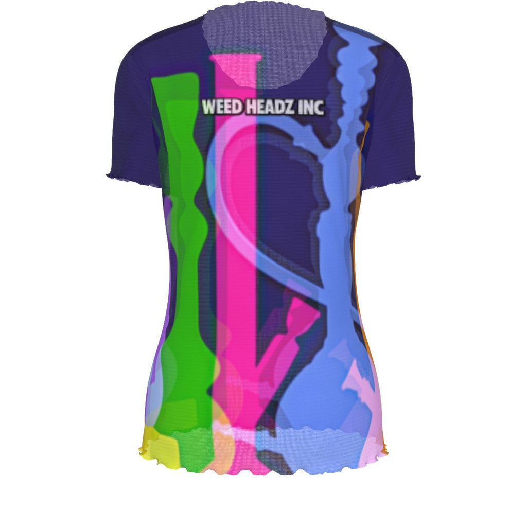 WHI Women's Bong Nation Short Sleeve Sheer Blouse
