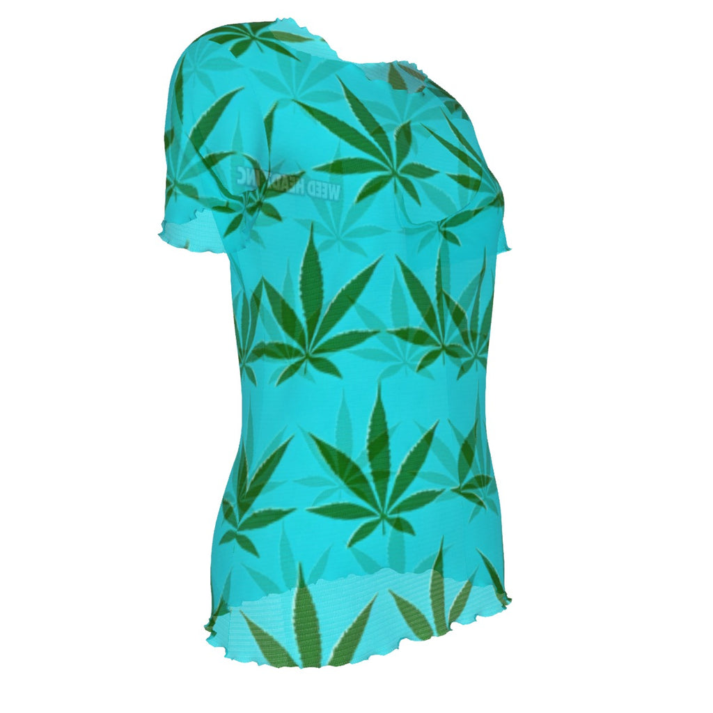 WHI Women's Bud Passion Short Sleeve Sheer Blouse